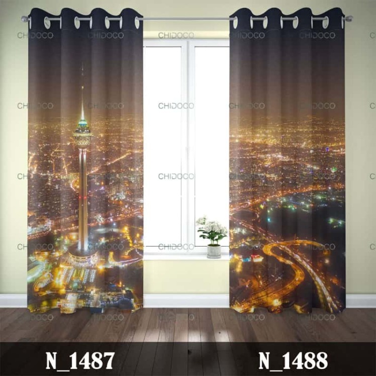 پرده آماده مخمل منظره