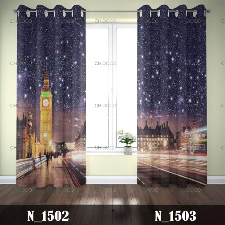 پرده آماده مخمل منظره