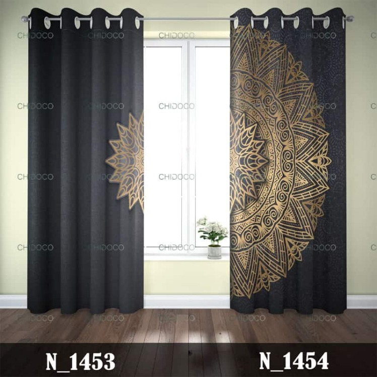 پرده آماده مخمل مشکی