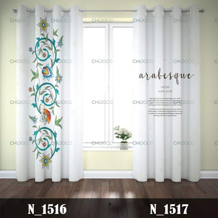 پرده آماده مخمل سفید