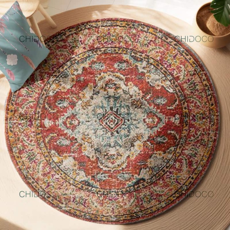 فرش گرد قرمز