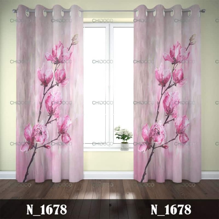 پرده آماده مخمل صورتی