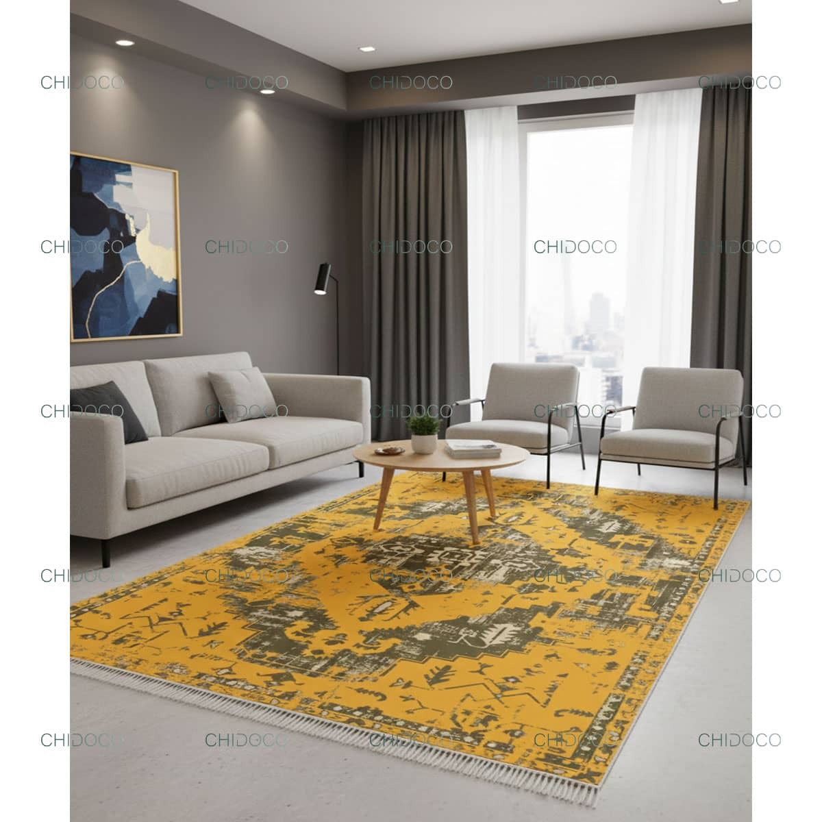  فرش مینیمال زرد 