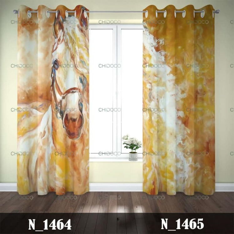 پرده آماده مخمل زرد