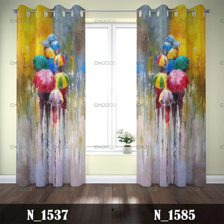 پرده آماده مخمل آبرنگی