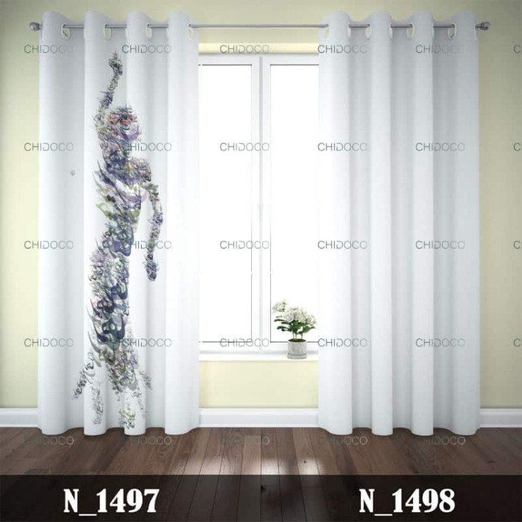 پرده آماده مخمل سفید