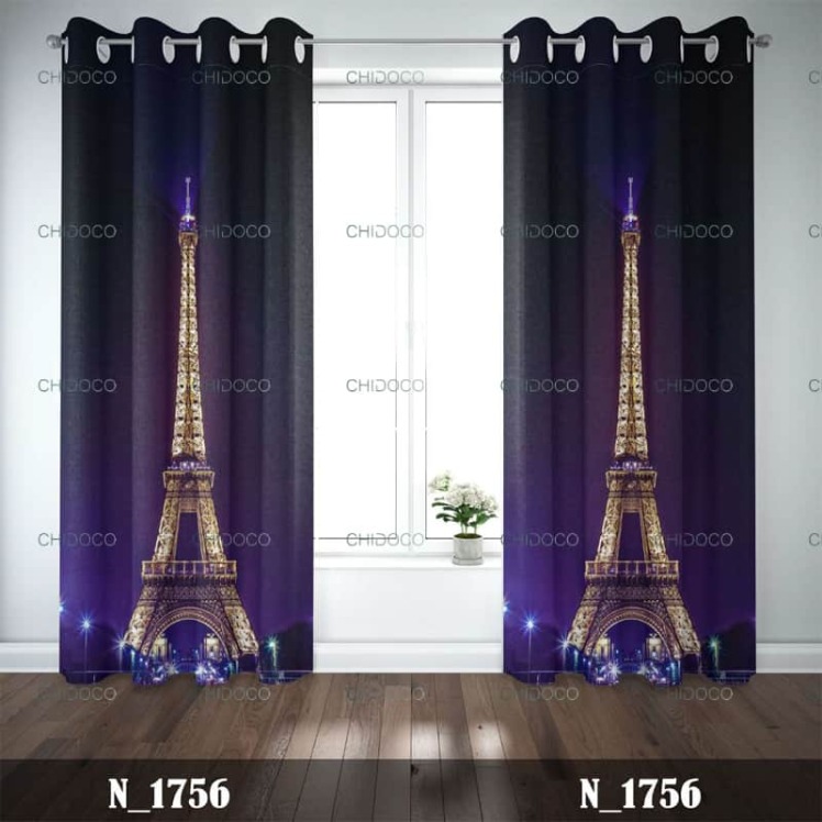 پرده آماده مخمل مشکی