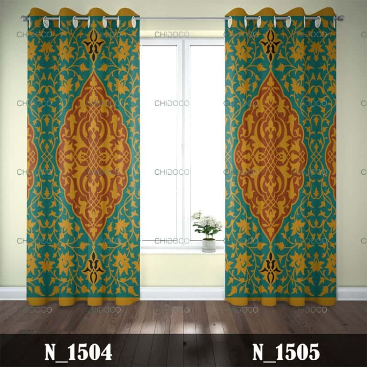 پرده آماده مخمل سنتی