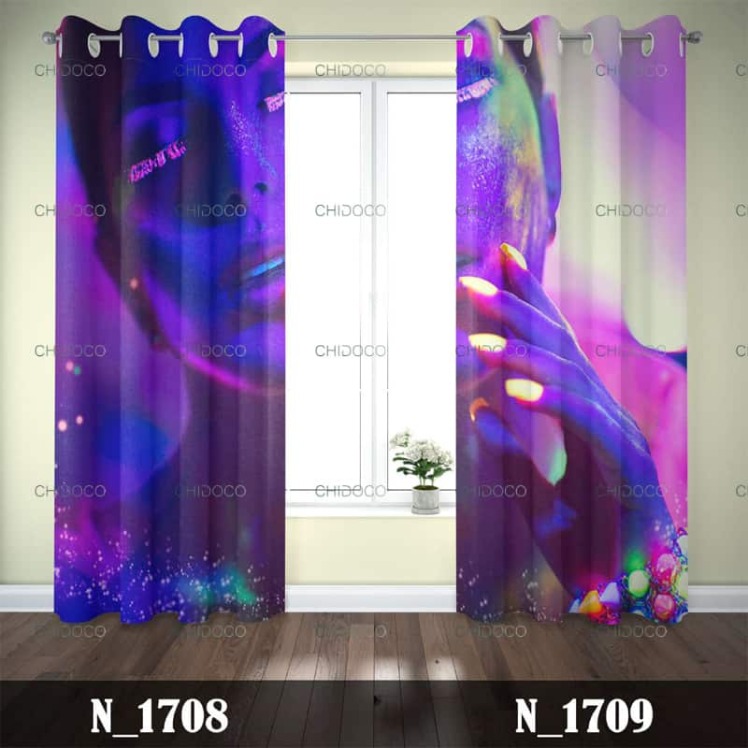 پرده آماده مخمل فانتزی