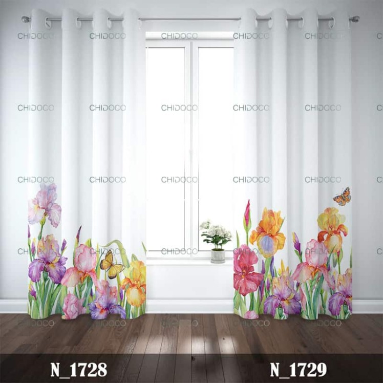 پرده آماده مخمل سفید