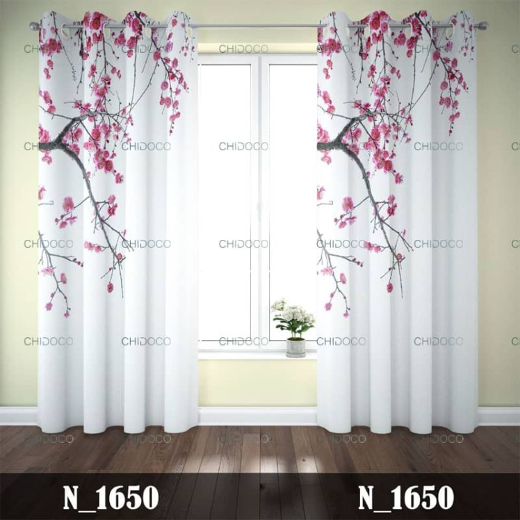 پرده آماده مخمل سفید