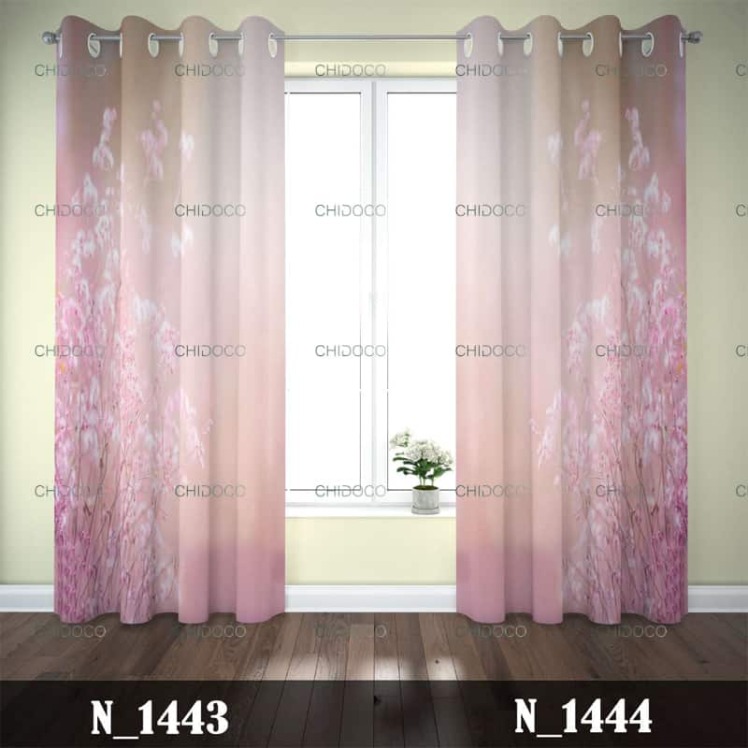 پرده آماده مخمل صورتی