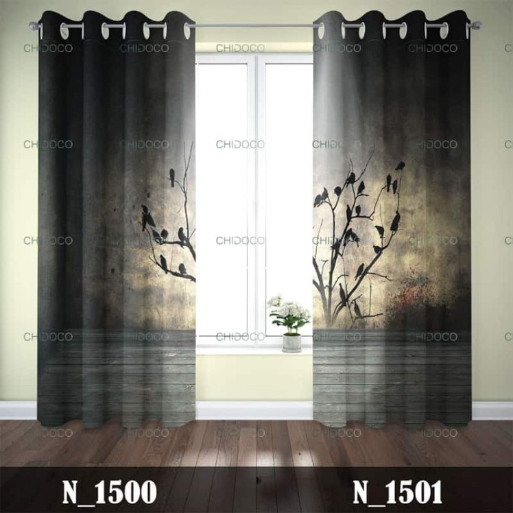 پرده آماده مخمل مشکی