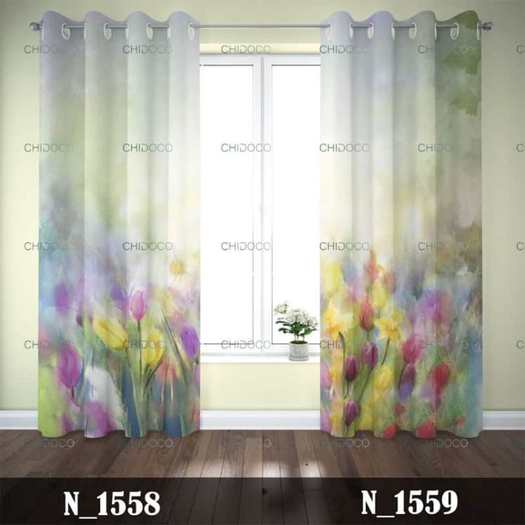 پرده آماده مخمل رنگی