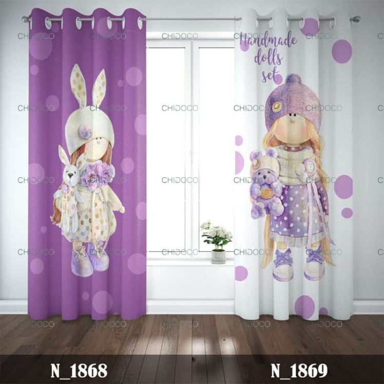 پرده آماده مخمل بنفش