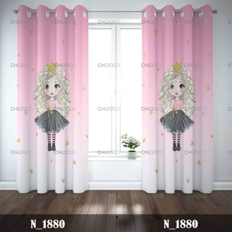 پرده آماده مخمل صورتی