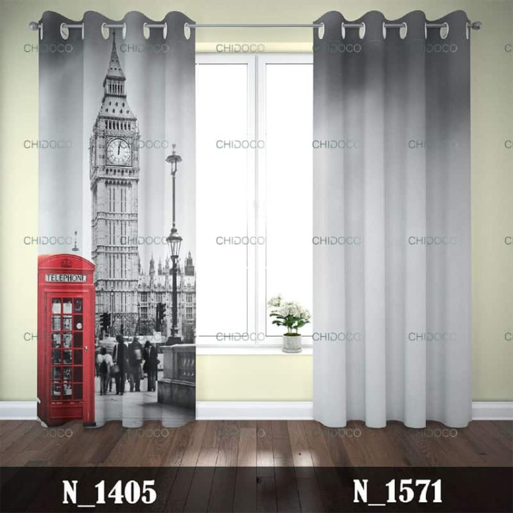 پرده مخمل آماده طوسی