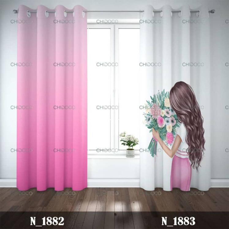 پرده آماده مخمل صورتی