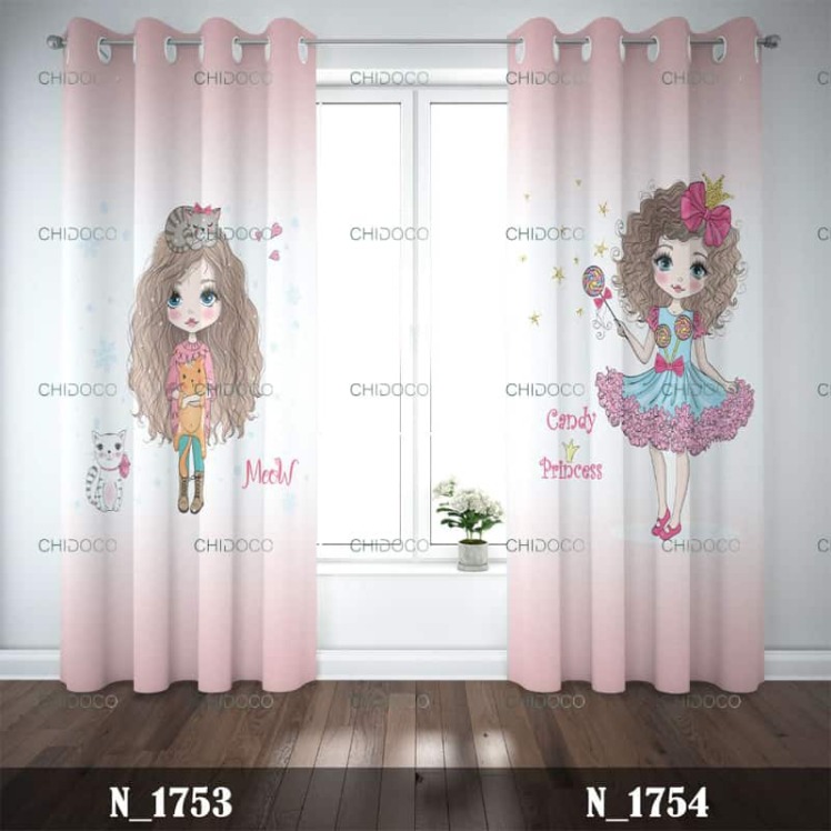 پرده آماده مخمل صورتی