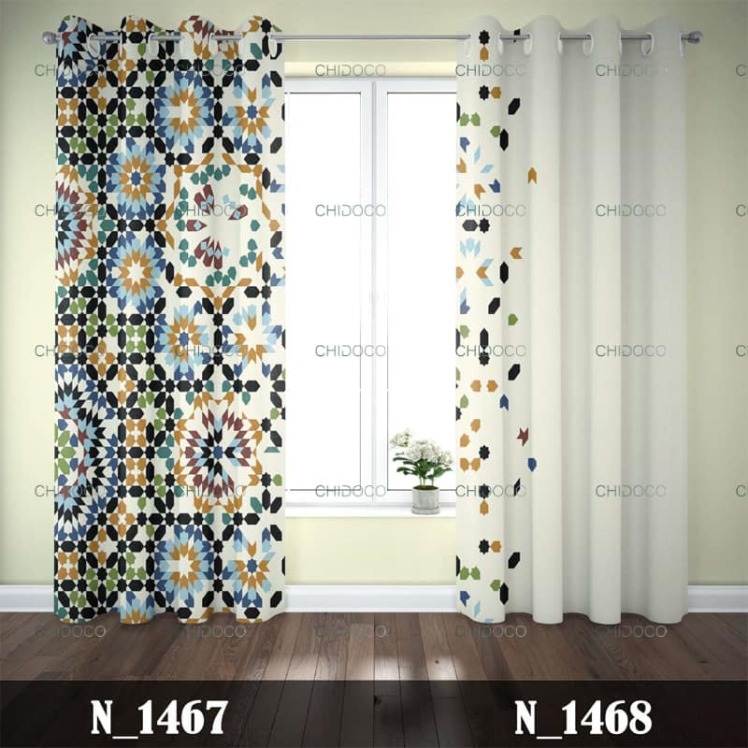 پرده آماده مخمل سفید