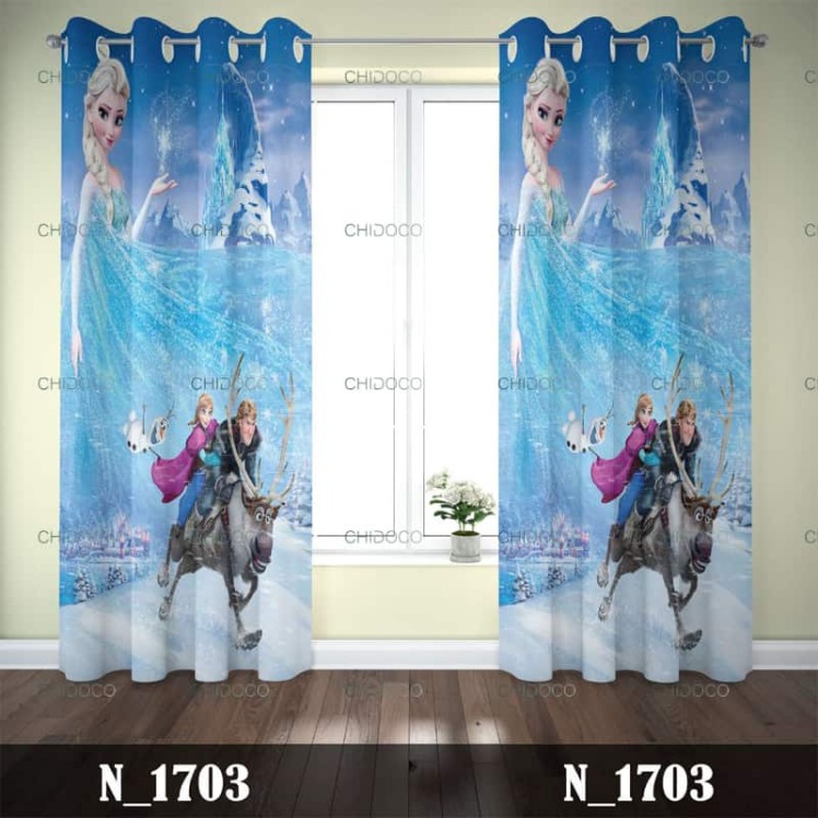 پرده آماده مخمل آبی