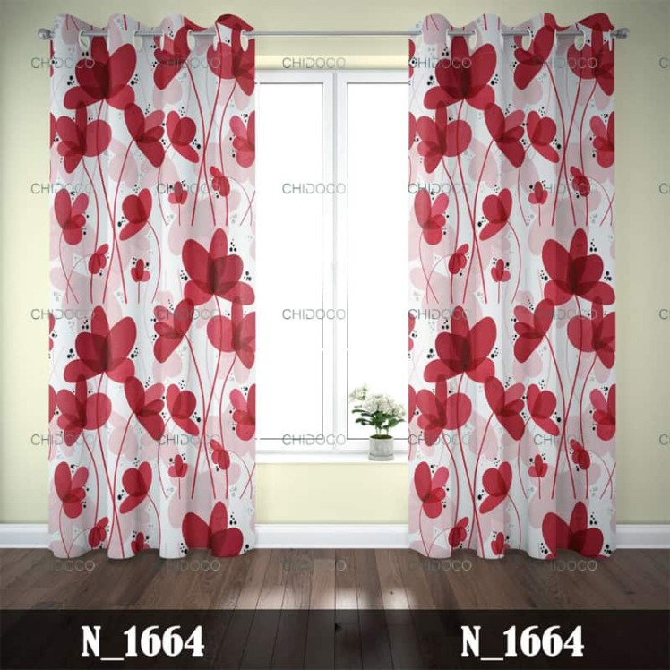 پرده آماده مخمل قرمز