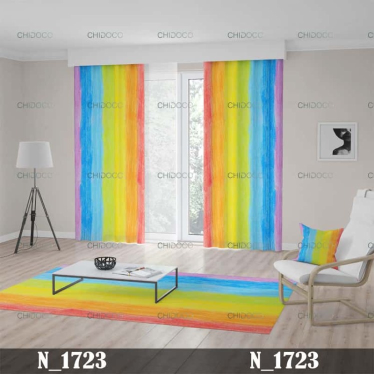 پرده آماده مخمل رنگی