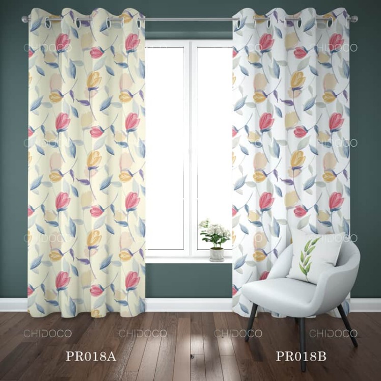 پرده آماده کرم طرح لاله