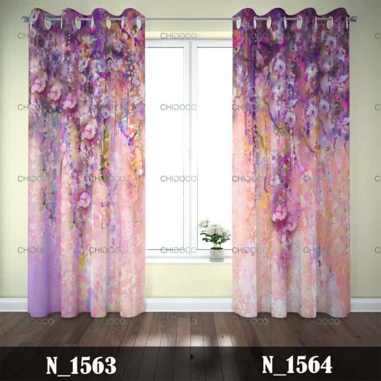 پرده آماده مخمل بنفش