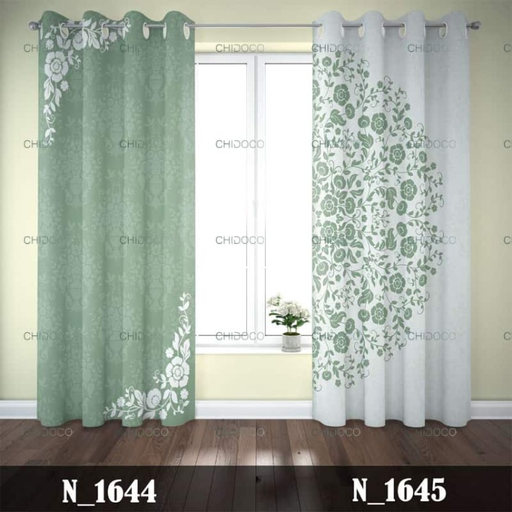 پرده آماده مخمل سبز