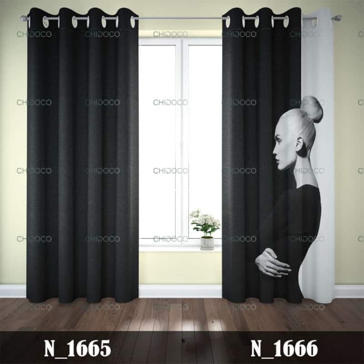 پرده آماده مخمل مشکی