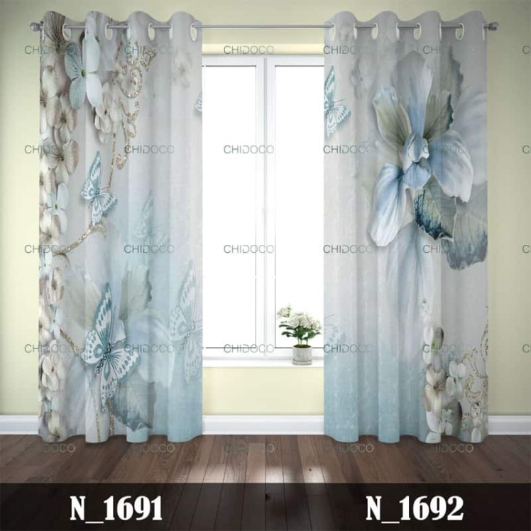 پرده آماده مخمل آبی