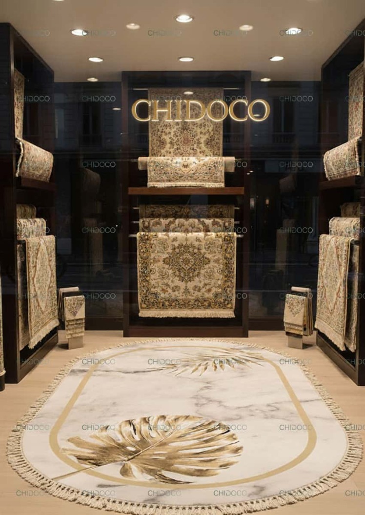 فرش بیضی سفید