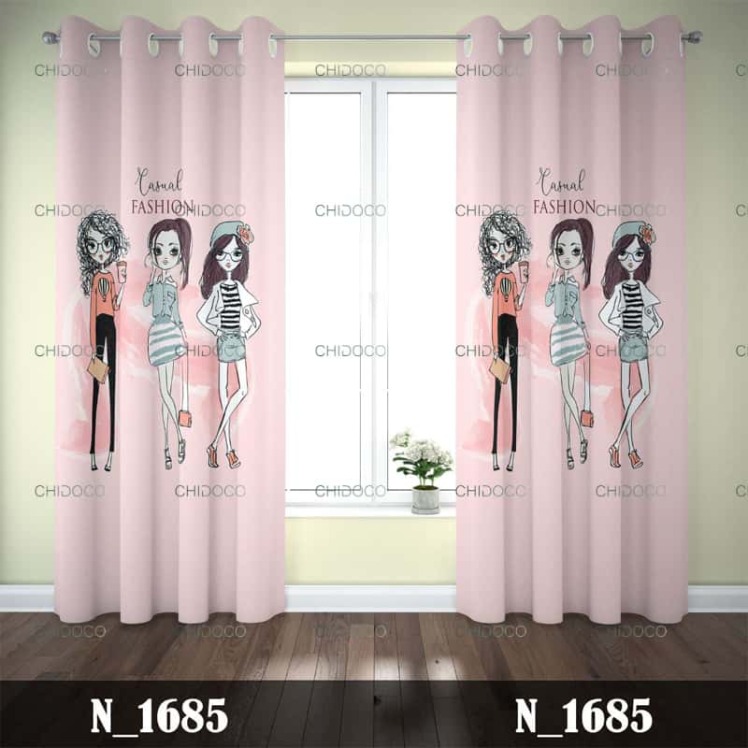 پرده آماده مخمل دخترانه