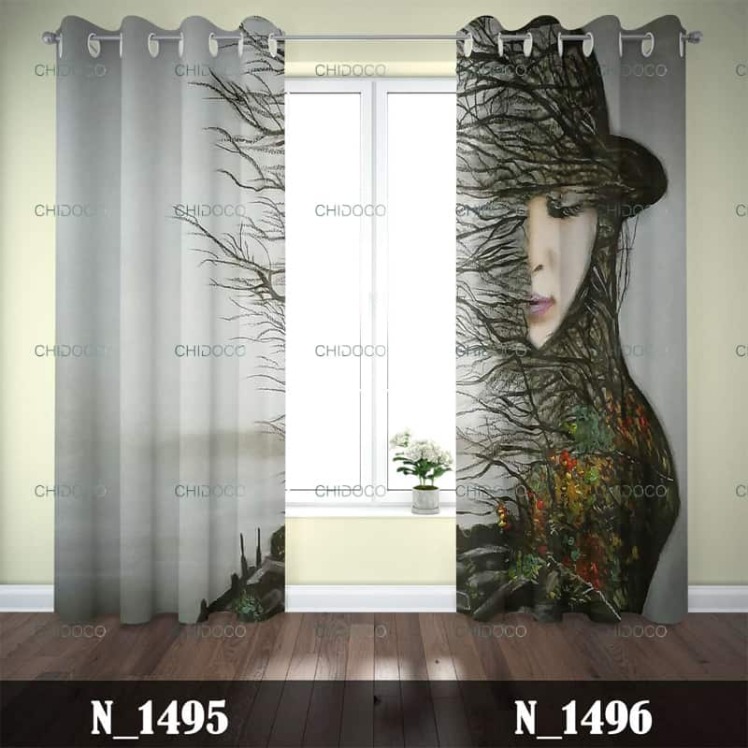 پرده آماده مخمل سفید