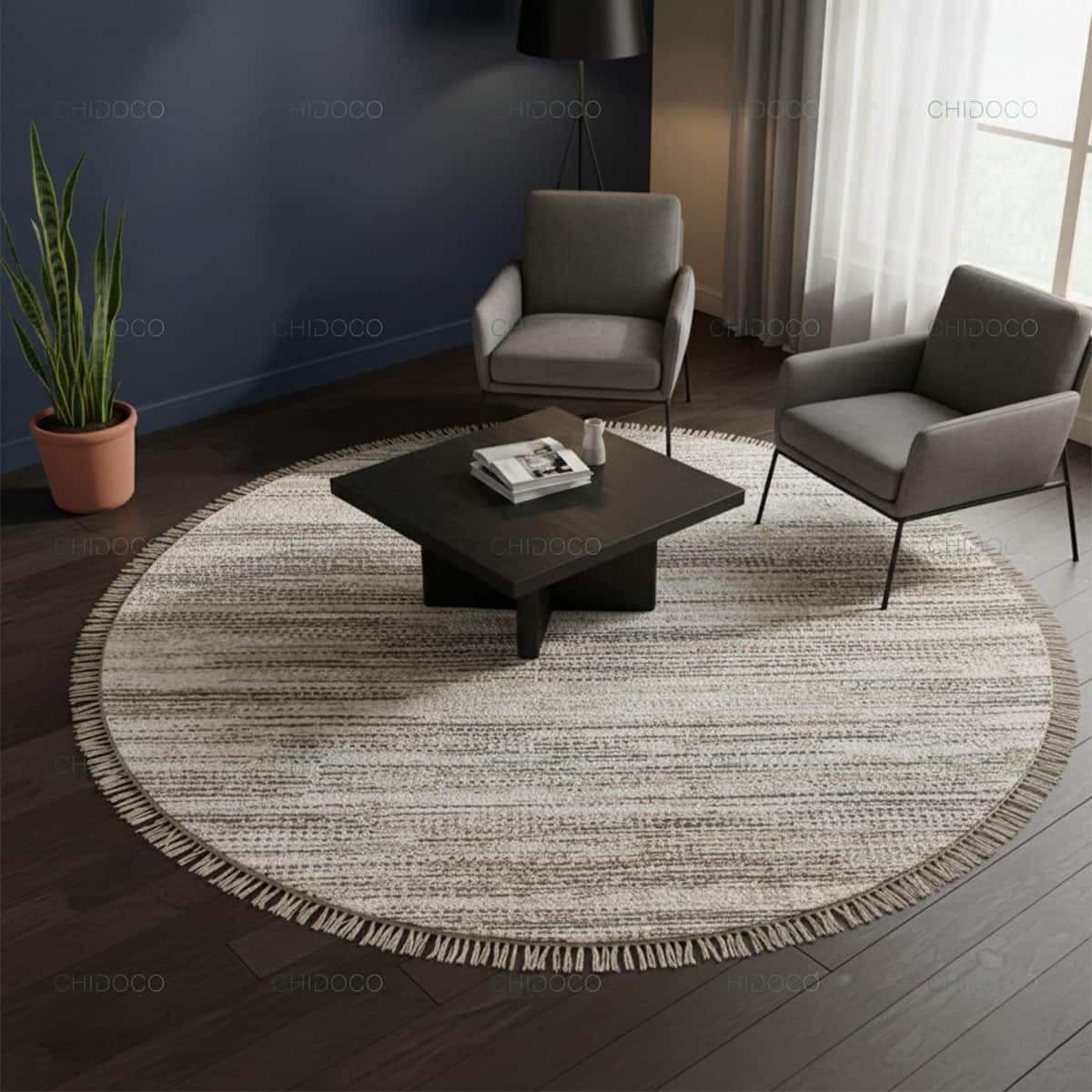  فرش دایره کرمی مینیمال 