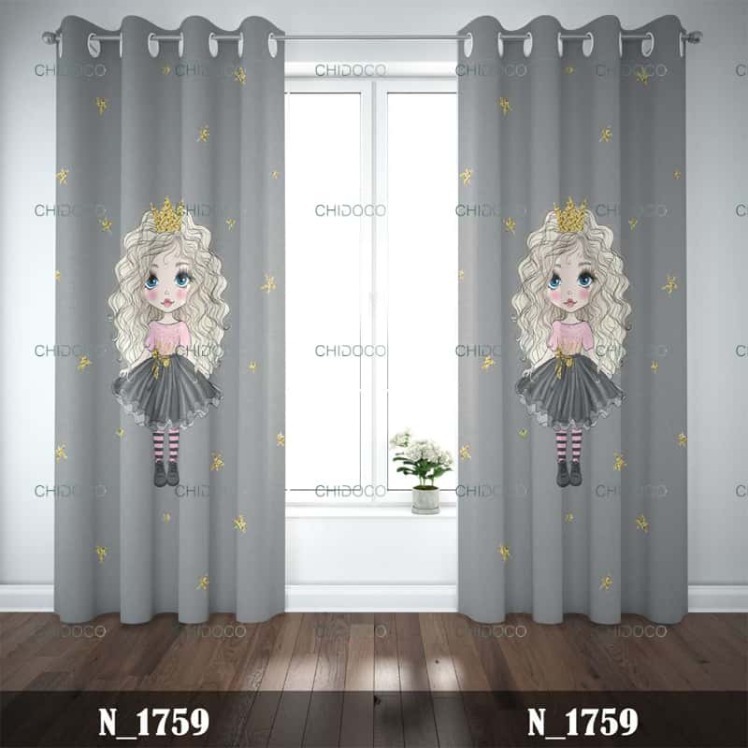 پرده آماده مخمل طوسی