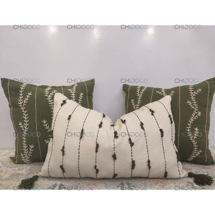 کوسن پانچ دوزی سبز