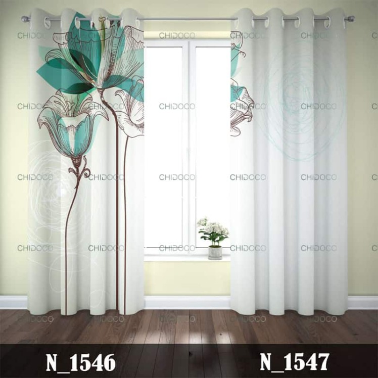 پرده آماده مخمل سفید